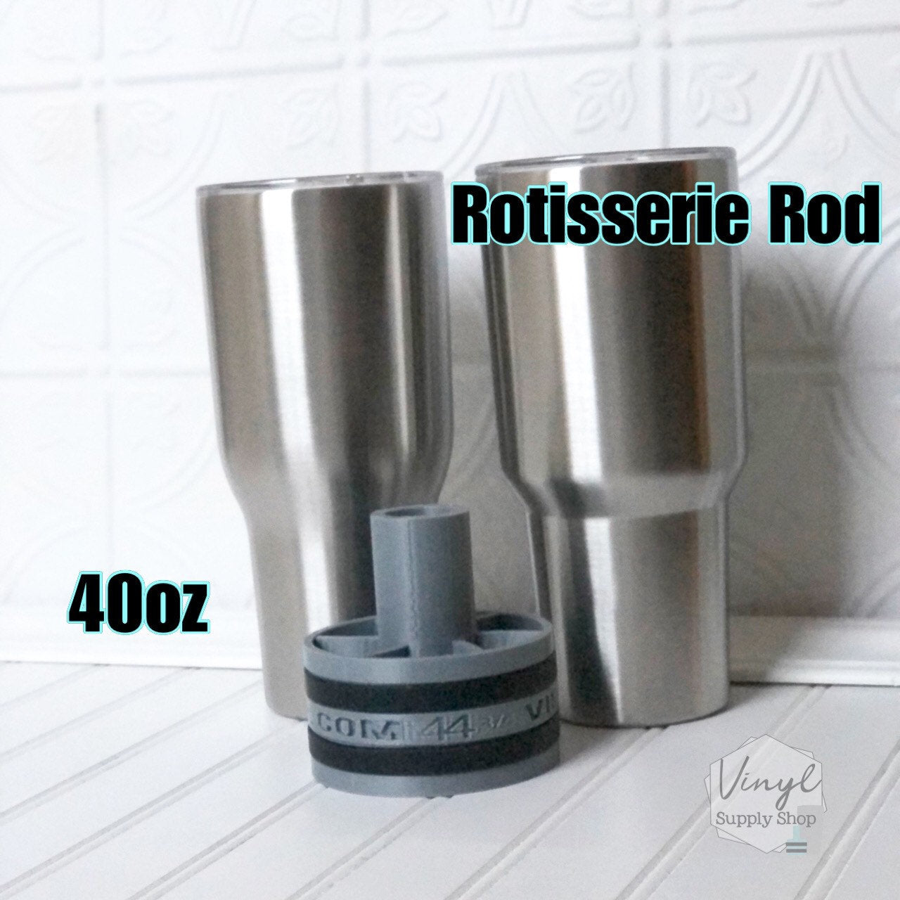 Rotisserie Rod CupTurner Adapter Makerflo 40oz 3D Printed Foam Free Hub for 5/16 Square Metal Charbroil Cup Turner Insert #44